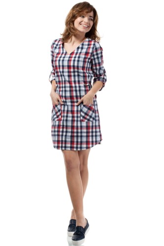 Sukienka Pin Up w kratkę czerwoną