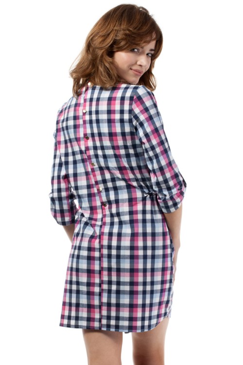 Sukienka Pin Up w kratkę różowa