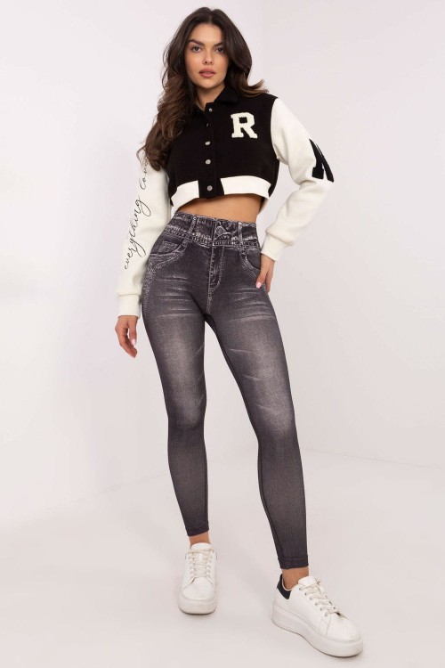 Czarne Legginsy Fitness Imitujące Jeans