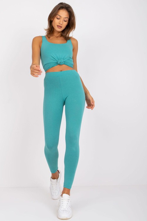 Turkusowe Legginsy Fitness lata 80