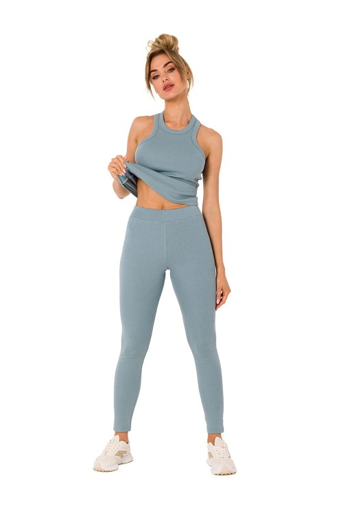 Szare Legginsy Fitness w stylu lat 80