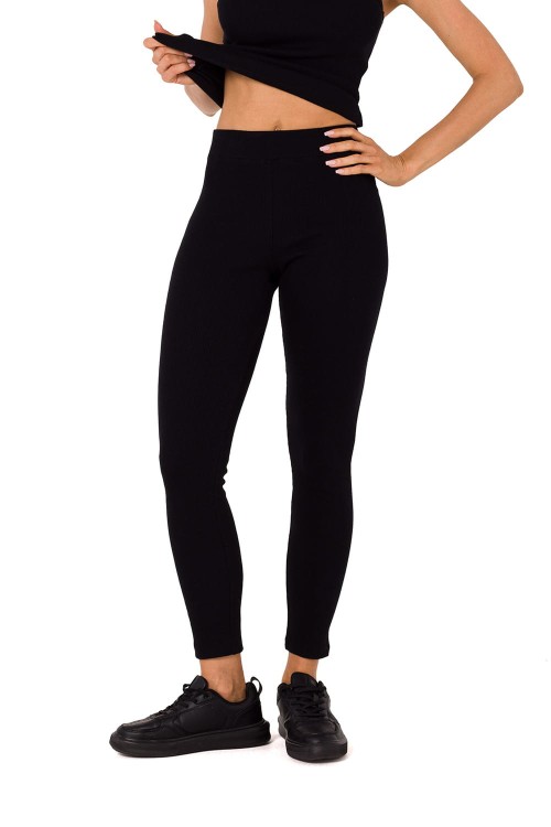Czarne Legginsy Fitness w stylu lat 80