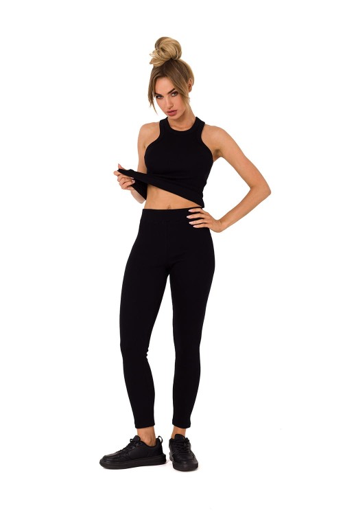 Czarne Legginsy Fitness w stylu lat 80