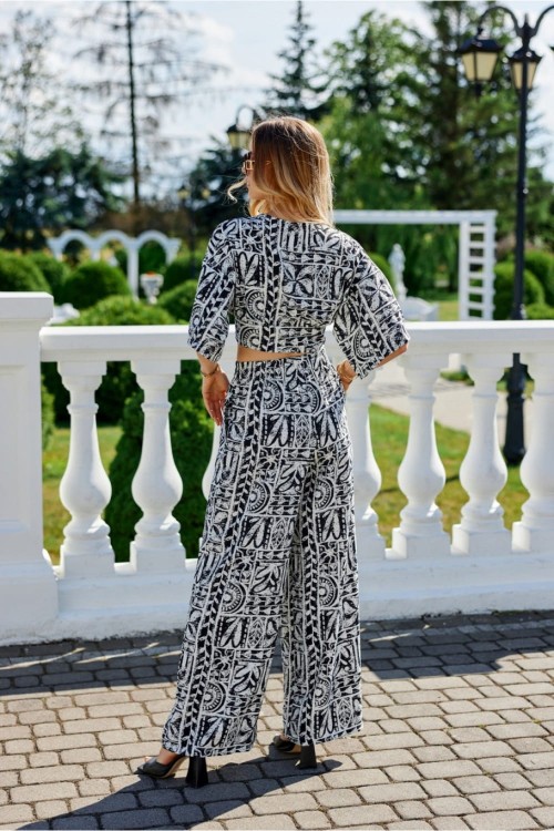 Boho spodnie białe z wzorami