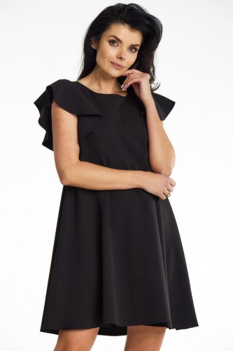 Czarna sukienka mini z falbanami w stylu lat 60