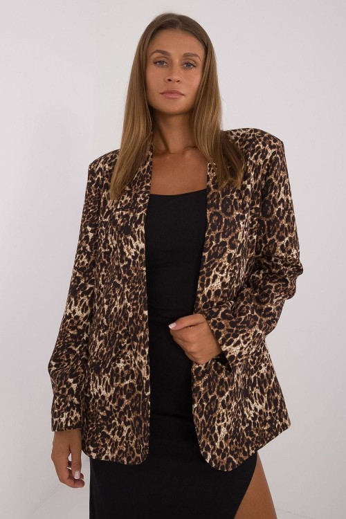 Elegancka marynarka lampart w stylu lat 80