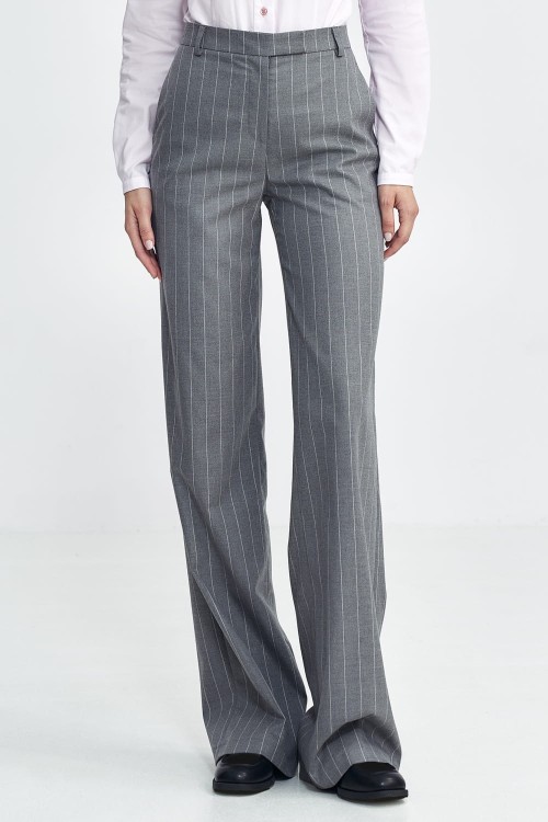 Eleganckie spodnie w stylu lat 70 szare