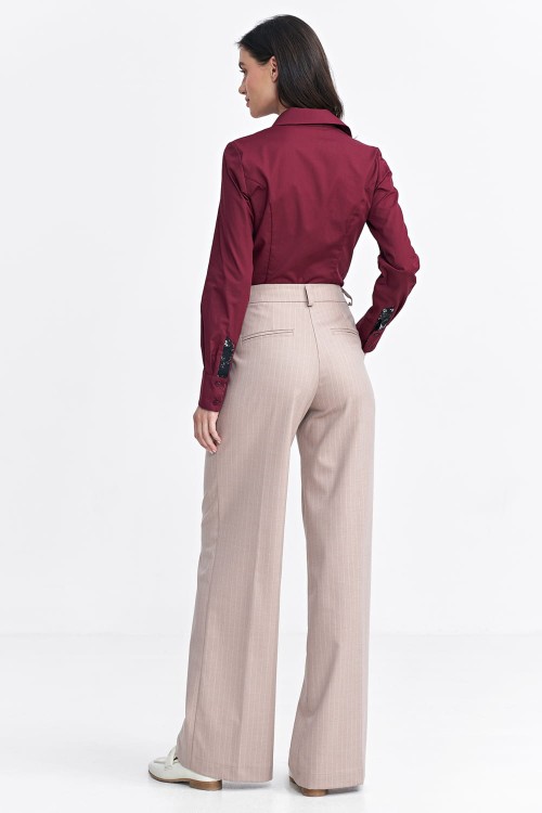Eleganckie spodnie w stylu lat 70 beżowe