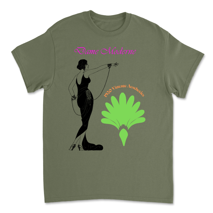 Koszulka Vintage Unisex Lata 20 Military Green