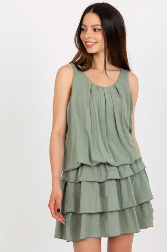 Falbanowa sukienka w stylu lat 70 Khaki