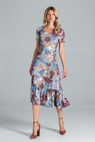 Sukienka midi w stylu lat 70 z wzorem paisley