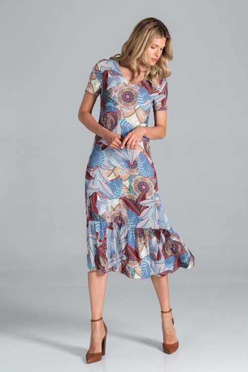 Sukienka midi w stylu lat 70 z wzorem paisley