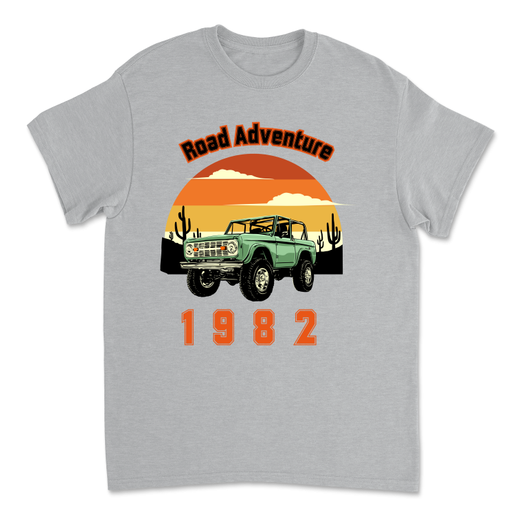 Koszulka Retro Road Adventure 1982-Sport Grey