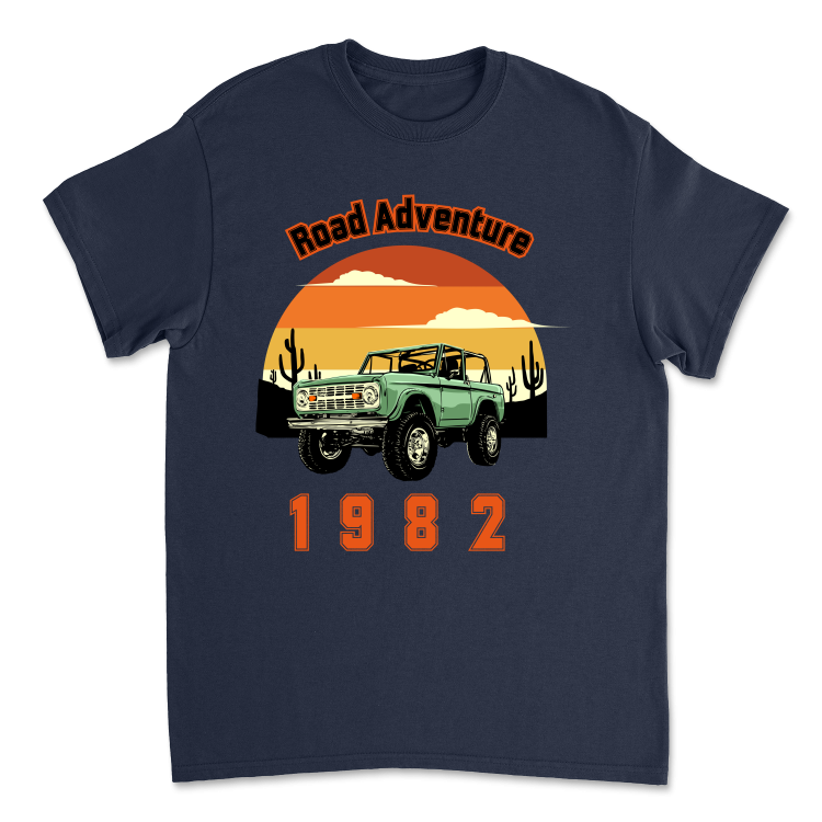 Koszulka Retro Road Adventure 1982-Navy