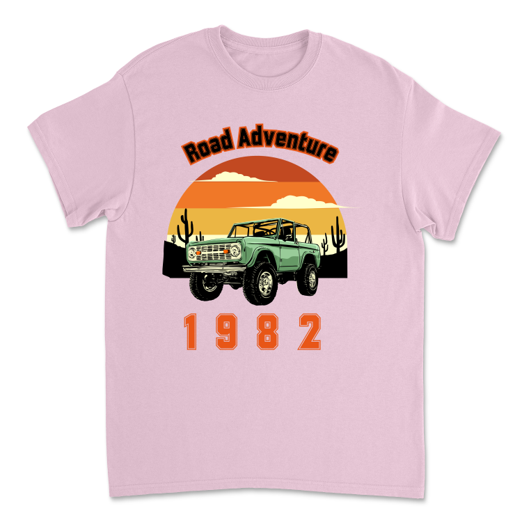 Koszulka Retro Road Adventure 1982-Light Pink