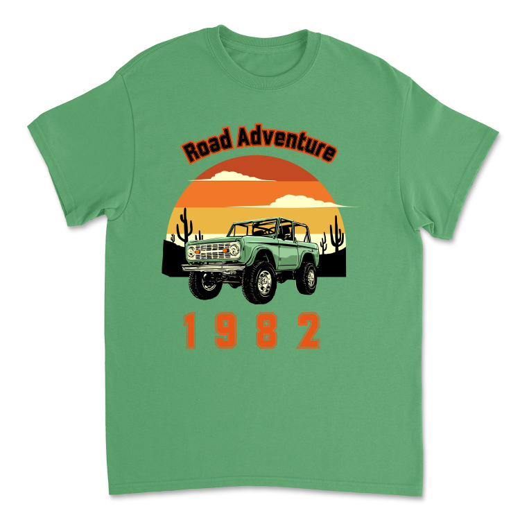 Koszulka Retro Road Adventure 1982-Irish Green