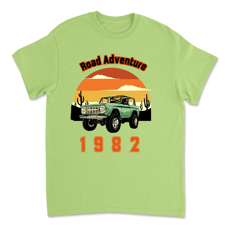 Koszulka Retro Road Adventure 1982-Lime