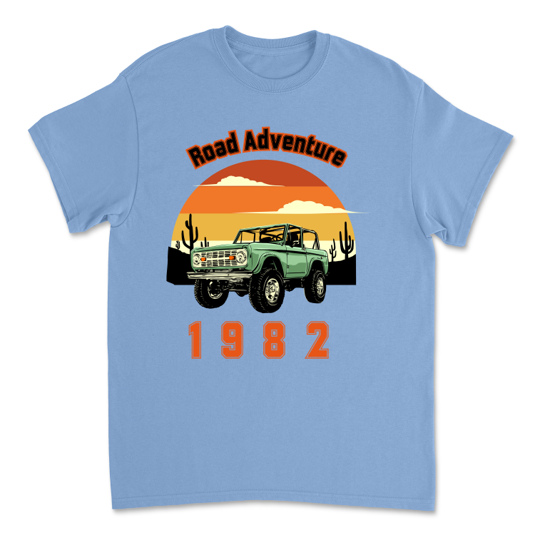 Koszulka Retro Road Adventure 1982-Carolina blue