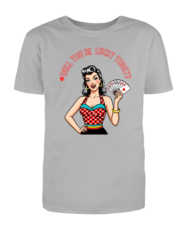 Klasyczna koszulka rockabilly retro z pin-up girl i czerwonym napisem vintage-Pacific Grey