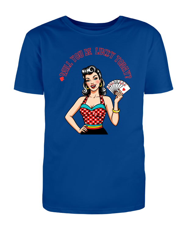 Niebieski t-shirt pin-up vintage dla fanów stylu retro i rockabilly fashion-Royal Blue