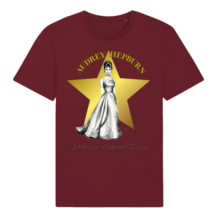Koszulka Vintage Golden ERA| Audrey Hepburn(Burgundy)