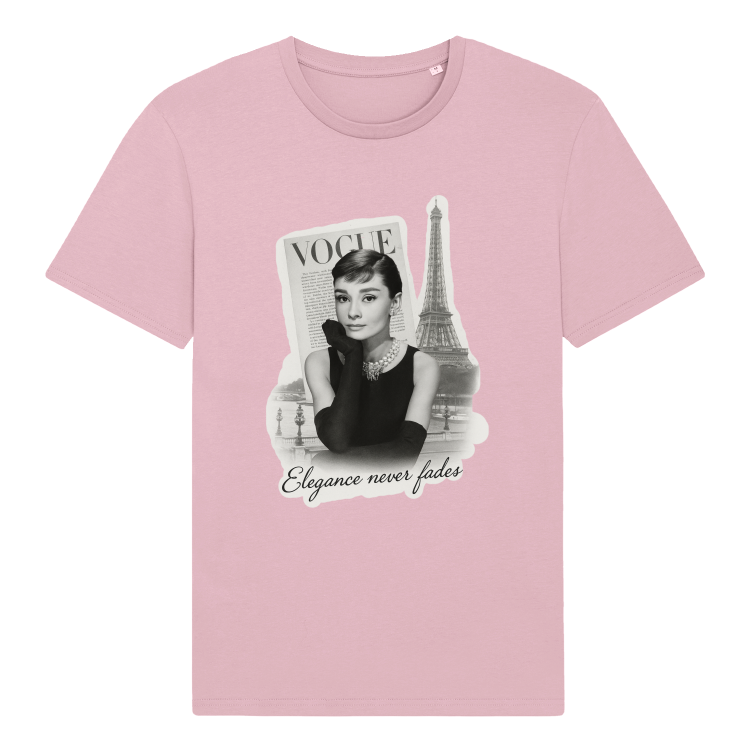 Koszulka Vintage Audrey Hepburn Golden Age-Cotton Pink