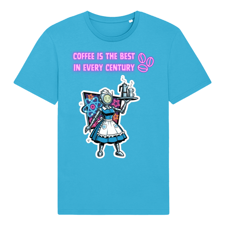 Koszulka Retrofuturystyczna Dinner Robo-Waitress(Aqua Blue)