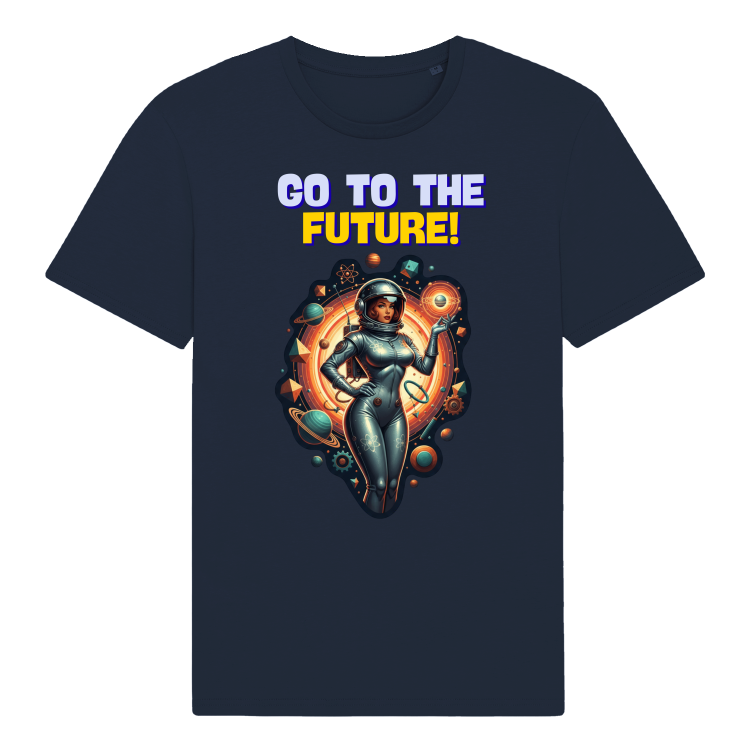 Koszulka Retrofuturyzm Pin Up Astro Girl (French Navy)