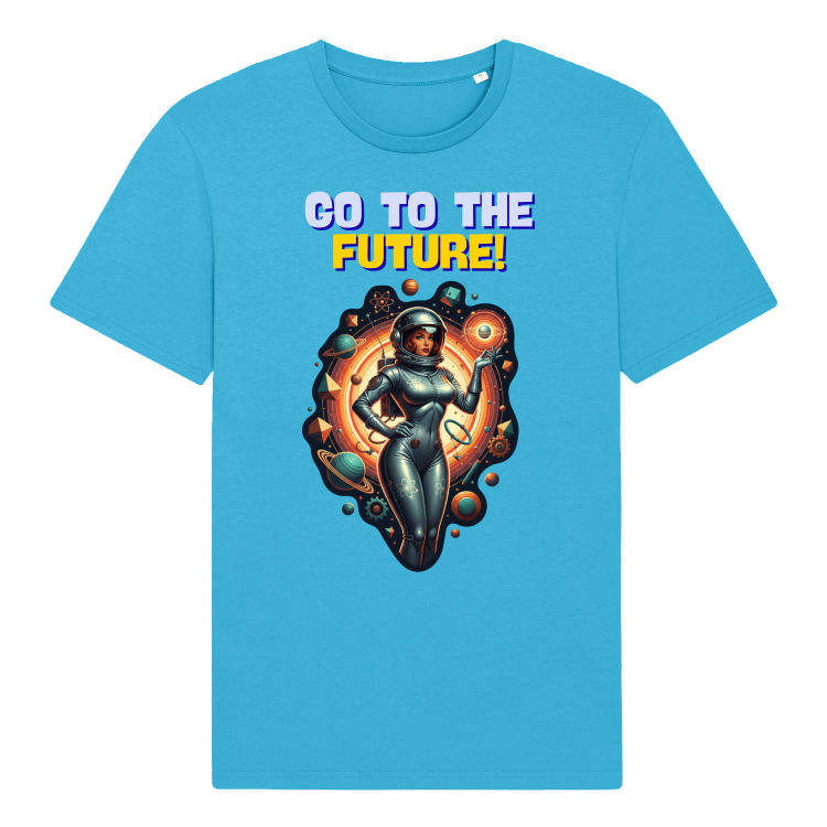 Koszulka Retrofuturyzm Pin Up Astro Girl (Aqua Blue)
