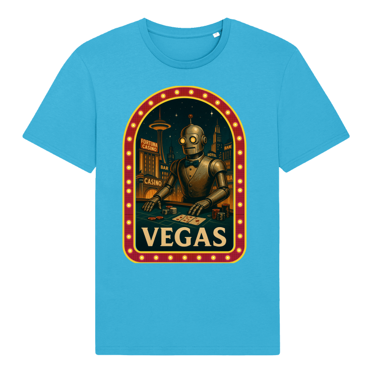 Koszulka Retrofuturystyczna VEGAS 2057-Aqua Blue