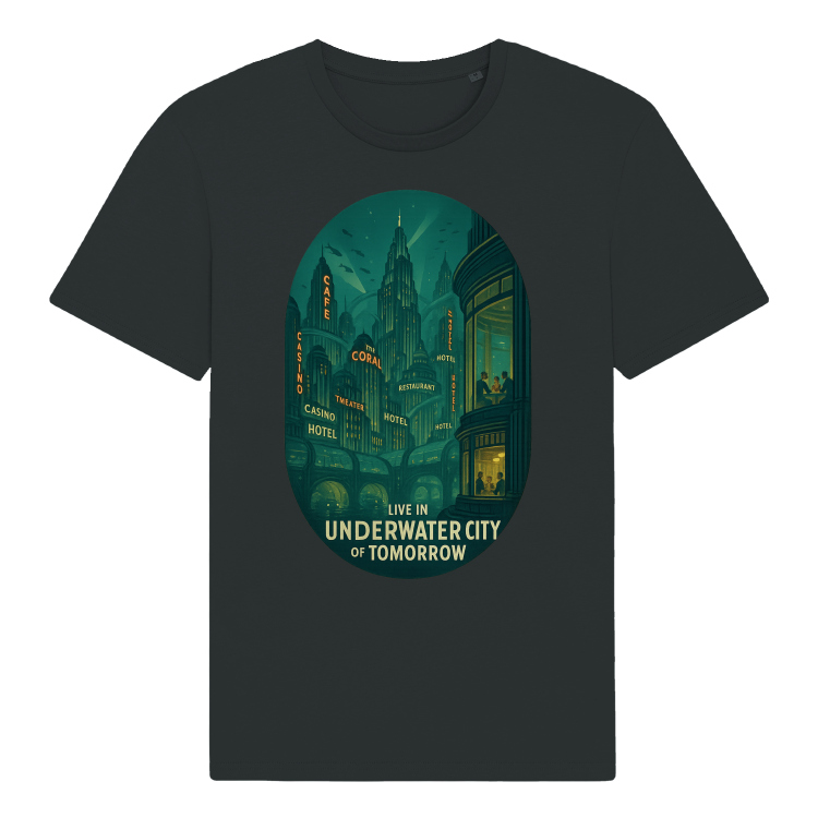 Koszulka Retrofuturyzm Underwater Atom City -Black