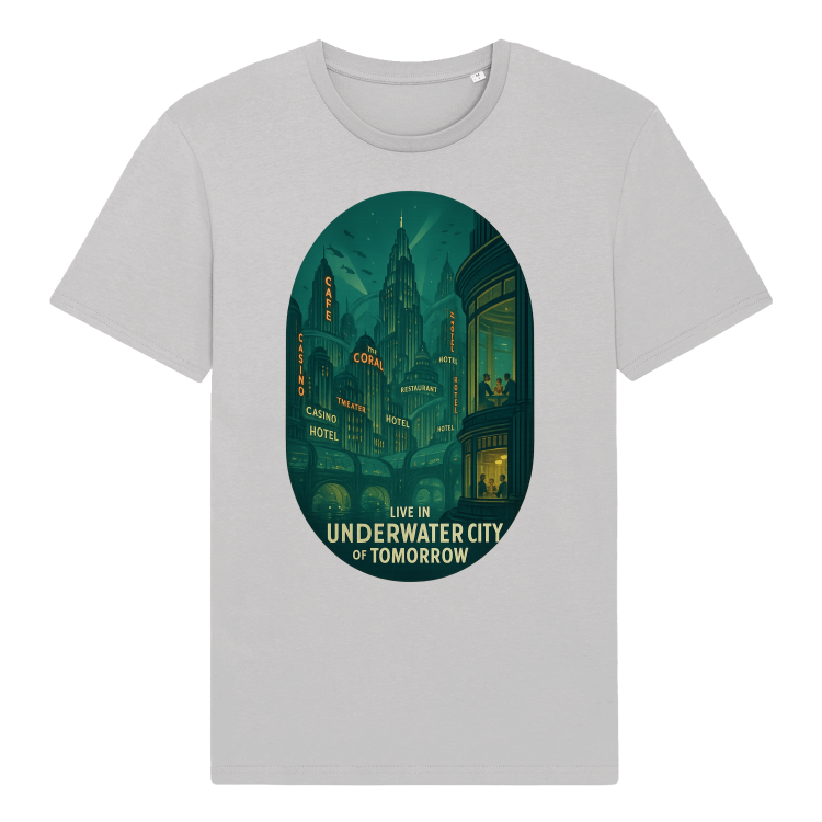 Koszulka Retrofuturyzm Underwater Atom City -Light gray