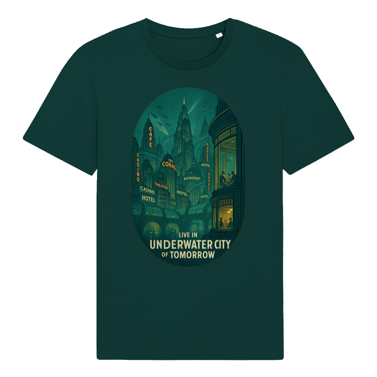 Koszulka Retrofuturyzm Underwater Atom City -Glazed Green