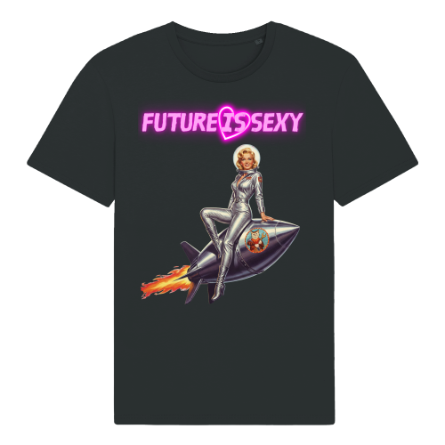 Koszulka Atompukowa Future is Sexy - Pin Up Rocket girl-Black