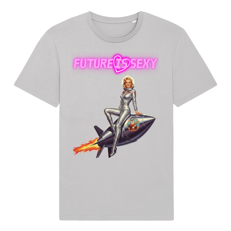 Koszulka Atompukowa Future is Sexy - Pin Up Rocket girl-Light gray