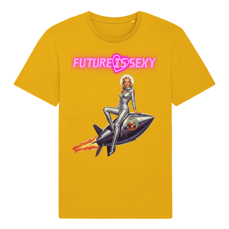 Koszulka Atompukowa Future is Sexy - Pin Up Rocket girl-Spectra Yellow