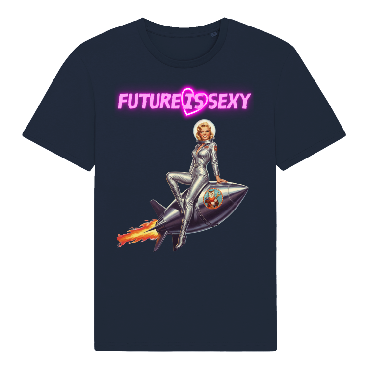 Koszulka Atompukowa Future is Sexy - Pin Up Rocket girl-French Navy