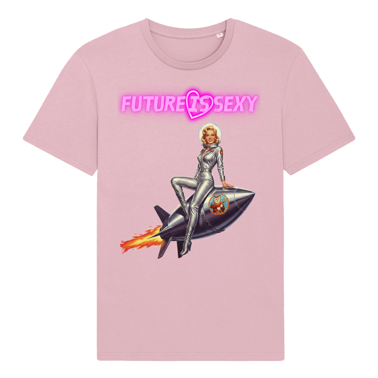 Koszulka Atompukowa Future is Sexy - Pin Up Rocket girl-Cotton Pink