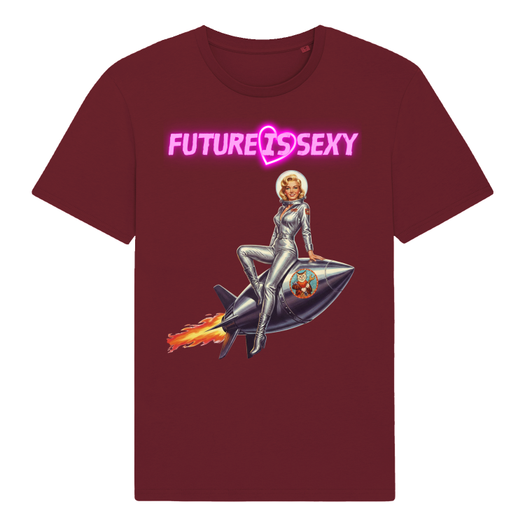 Koszulka Atompukowa Future is Sexy - Pin Up Rocket girl-Burgundy