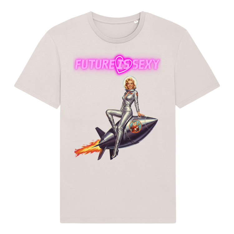 Koszulka Atompukowa Future is Sexy - Pin Up Rocket girl-Vintage White