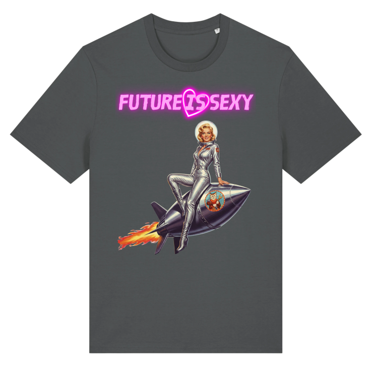 Koszulka Atompukowa Future is Sexy - Pin Up Rocket girl-Anthracite