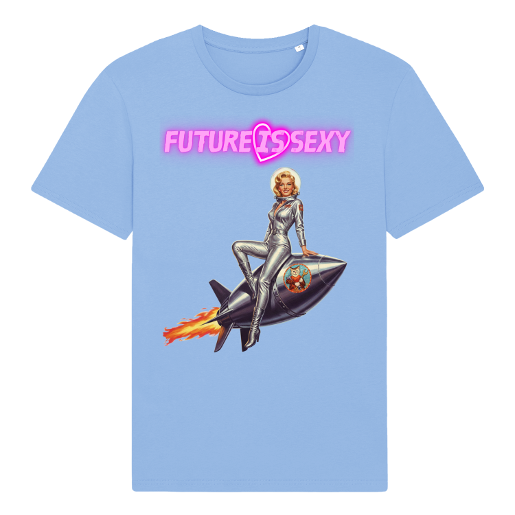 Koszulka Atompukowa Future is Sexy - Pin Up Rocket girl-Blue Soul