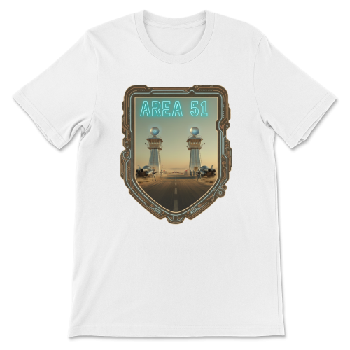 T-shirt Retrofuturyzm Atompunk AREA 51 -White