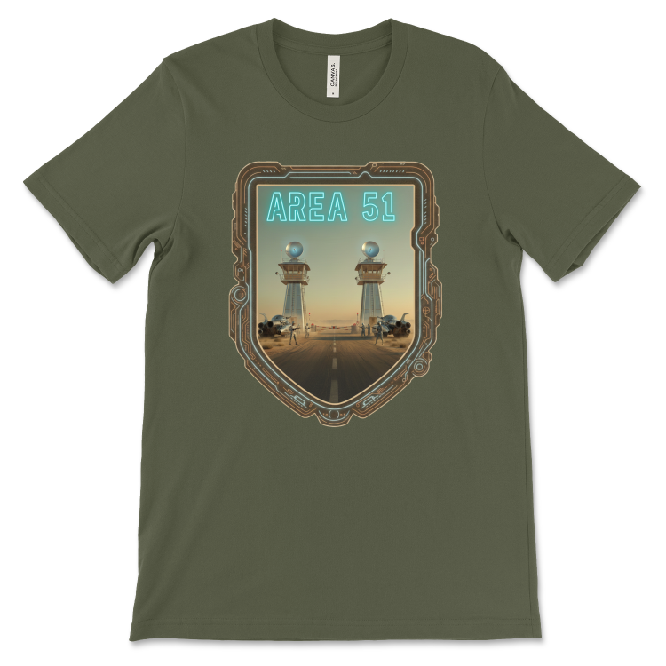 T-shirt Retrofuturyzm Atompunk AREA 51 -(USA) Military Green