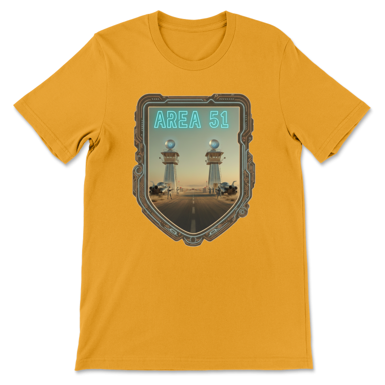 T-shirt Retrofuturyzm Atompunk AREA 51 (USA) Gold