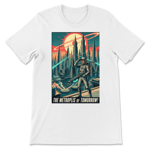 T-shirt Atompunk Retro-Future The Metropolis of Tomorrow-White