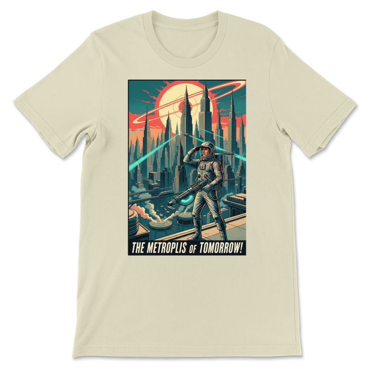 (T-shirt Atompunk Retro-Future The Metropolis of Tomorrow-USA) Natural