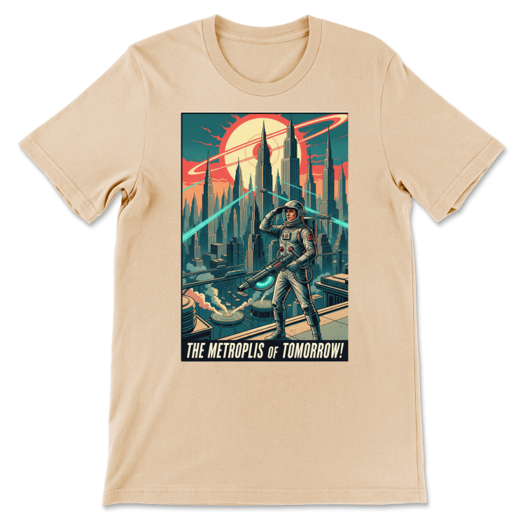 T-shirt Atompunk Retro-Future The Metropolis of Tomorrow-(USA) Creme