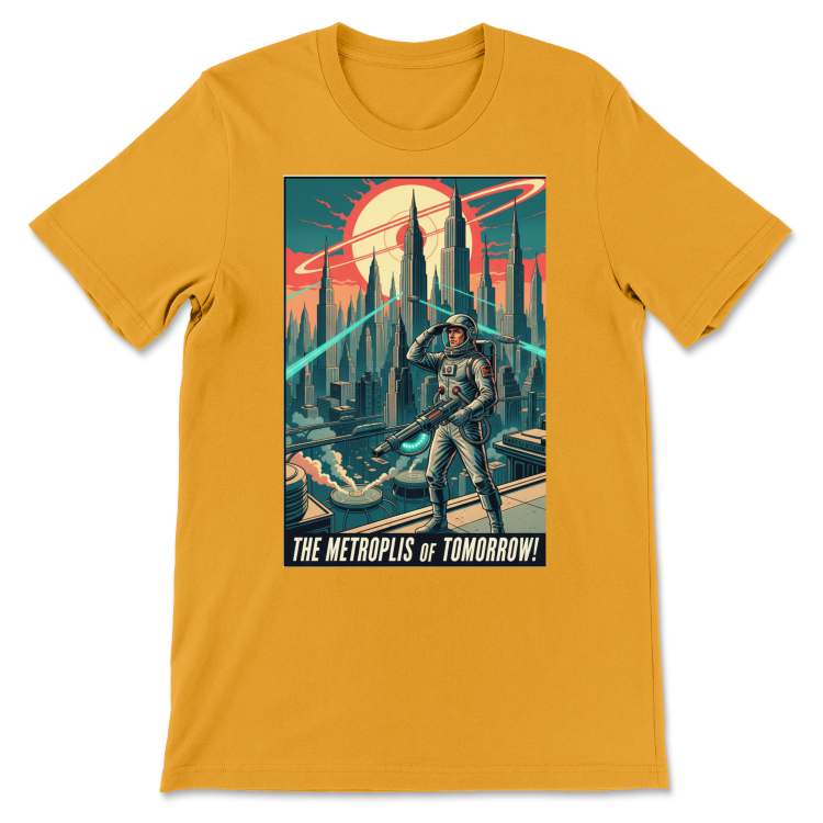 T-shirt Atompunk Retro-Future The Metropolis of Tomorrow-(USA) Gold