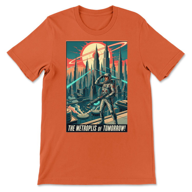 T-shirt Atompunk Retro-Future The Metropolis of Tomorrow-(USA) Heather Orange